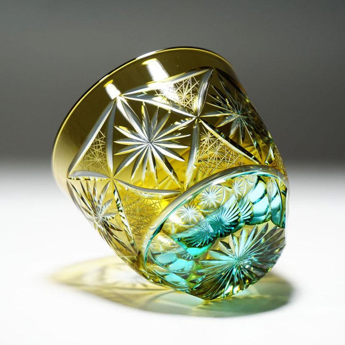 [SAKE GLASS] COLD SAKE GLASS GINWAN NO HANA (YELLOW & SKY BLUE) | KIRIKO