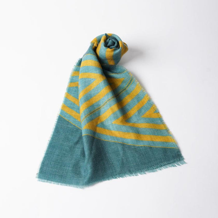 [SCARF] IREKOBISHI (INDIGO GREEN OCHRE) S | KYO YUZEN DYEING | NOGIGUCHI KIHEI