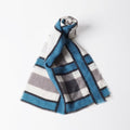 [SCARF] LARGE LATTICE (WHITE & BLUE-GRAY) S | KYO YUZEN DYEING | NOGIGUCHI KIHEI