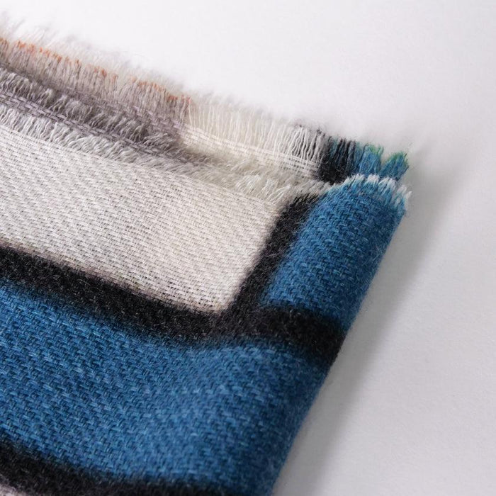 [SCARF] LARGE LATTICE (WHITE & BLUE-GRAY) S | KYO YUZEN DYEING | NOGIGUCHI KIHEI