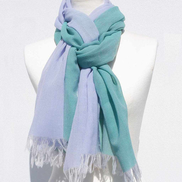 [SCARF] STALL KASANE OGURI COLOR (TURQUOISE ÁELIGHT BLUE) | GUNNAI TEXTILES| FUJI SAKURA