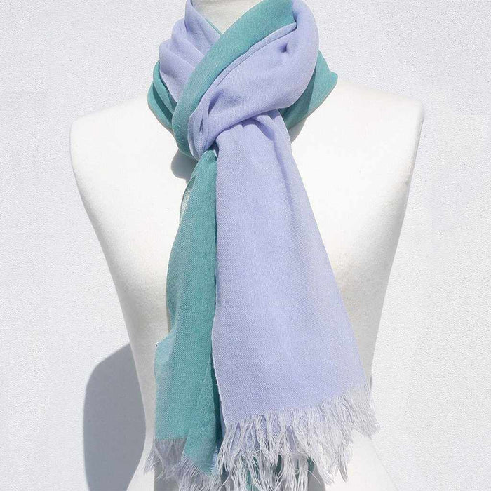 [SCARF] STALL KASANE OGURI COLOR (TURQUOISE ÁELIGHT BLUE) | GUNNAI TEXTILES| FUJI SAKURA