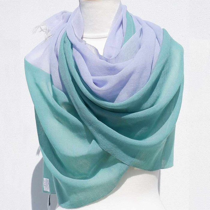 [SCARF] STALL KASANE OGURI COLOR (TURQUOISE ÁELIGHT BLUE) | GUNNAI TEXTILES| FUJI SAKURA