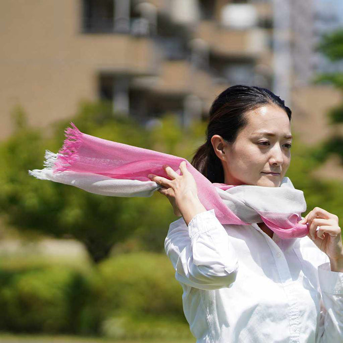 [SCARF] STALL KASANE YUKINOSHITA (SILVER ÁEGRAYISH PINK) | GUNNAI TEXTILES| FUJI SAKURA