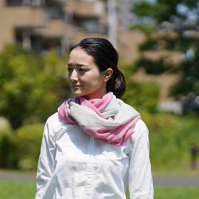 [SCARF] STALL KASANE YUKINOSHITA (SILVER ÁEGRAYISH PINK) | GUNNAI TEXTILES| FUJI SAKURA