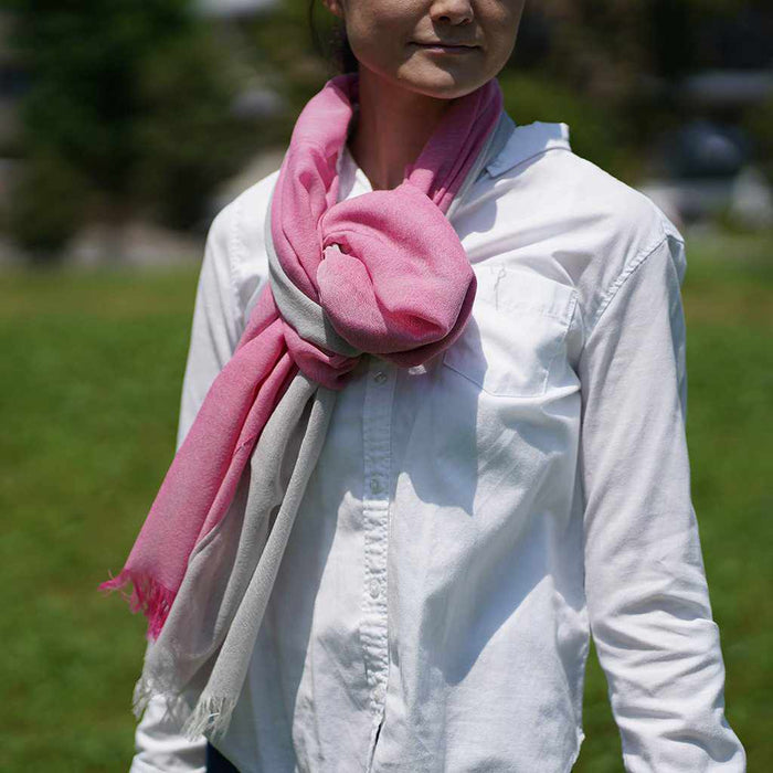 [SCARF] STALL KASANE YUKINOSHITA (SILVER ÁEGRAYISH PINK) | GUNNAI TEXTILES| FUJI SAKURA