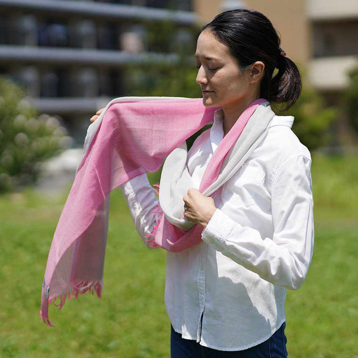 [SCARF] STALL KASANE YUKINOSHITA (SILVER ÁEGRAYISH PINK) | GUNNAI TEXTILES| FUJI SAKURA