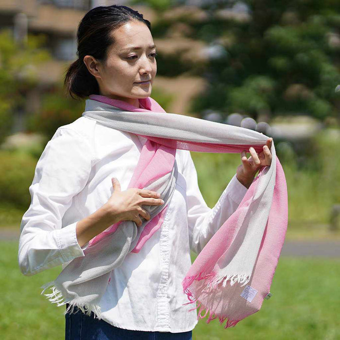 [SCARF] STALL KASANE YUKINOSHITA (SILVER ÁEGRAYISH PINK) | GUNNAI TEXTILES| FUJI SAKURA