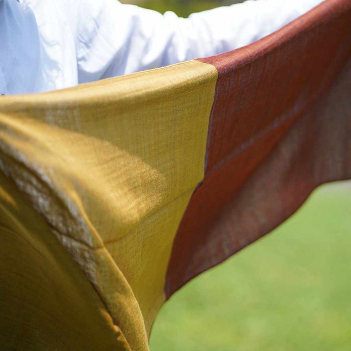 [SCARF] STALL YASURAGI ERIMAKI (GOLD ÁEMOSS GREEN ÁETERRACOTTA ÁEGRAYISH BLUE) | GUNNAI TEXTILES| FUJI SAKURA