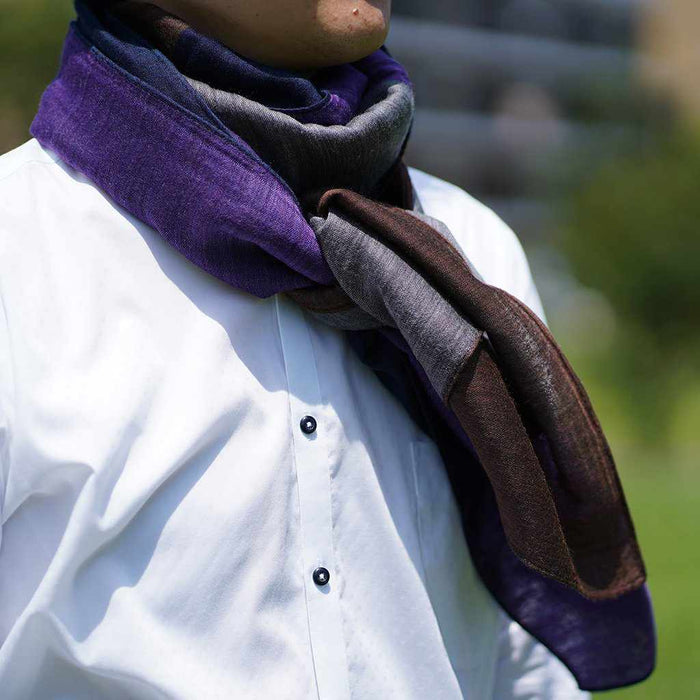 [SCARF] STALL YASURAGI ERIMAKI (GRAY ÁEBROWN ÁENAVY ÁEPURPLE) | GUNNAI TEXTILES| FUJI SAKURA