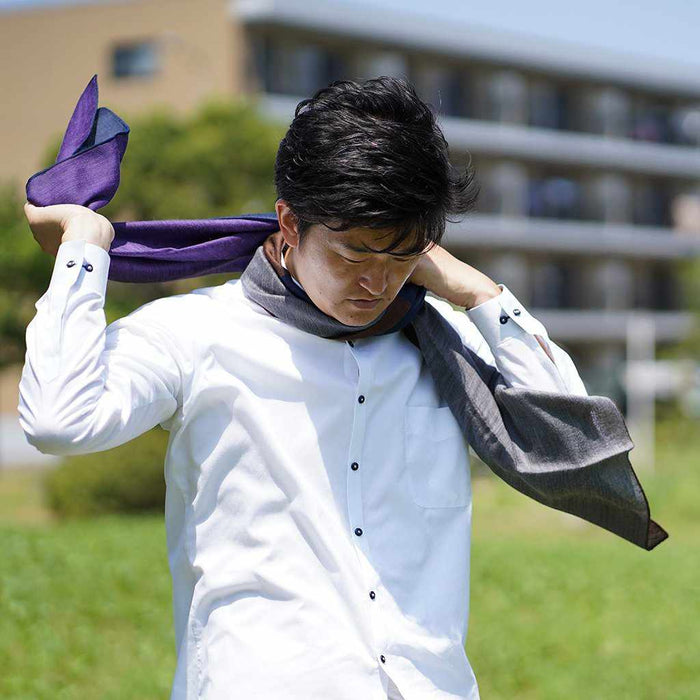 [SCARF] STALL YASURAGI ERIMAKI (GRAY ÁEBROWN ÁENAVY ÁEPURPLE) | GUNNAI TEXTILES| FUJI SAKURA