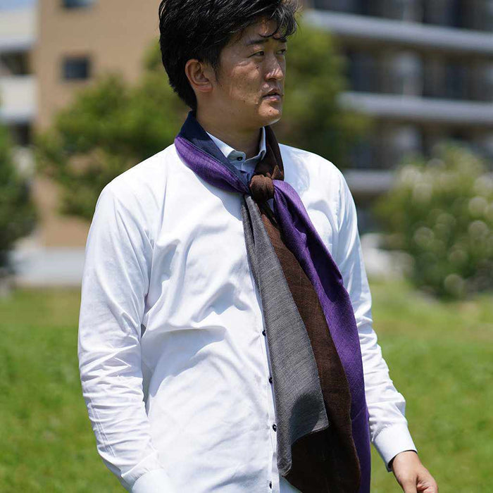 [SCARF] STALL YASURAGI ERIMAKI (GRAY ÁEBROWN ÁENAVY ÁEPURPLE) | GUNNAI TEXTILES| FUJI SAKURA