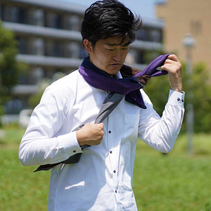 [SCARF] STALL YASURAGI ERIMAKI (GRAY ÁEBROWN ÁENAVY ÁEPURPLE) | GUNNAI TEXTILES| FUJI SAKURA