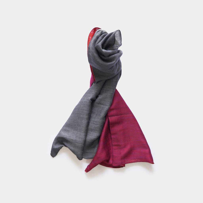 [SCARF] STALL YASURAGI ERIMAKI (SILVER ÁEGRAY ÁEDARK RED ÁEPURPLE) | GUNNAI TEXTILES| FUJI SAKURA