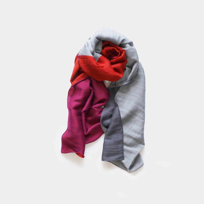 [SCARF] STALL YASURAGI ERIMAKI (SILVER ÁEGRAY ÁEDARK RED ÁEPURPLE) | GUNNAI TEXTILES| FUJI SAKURA