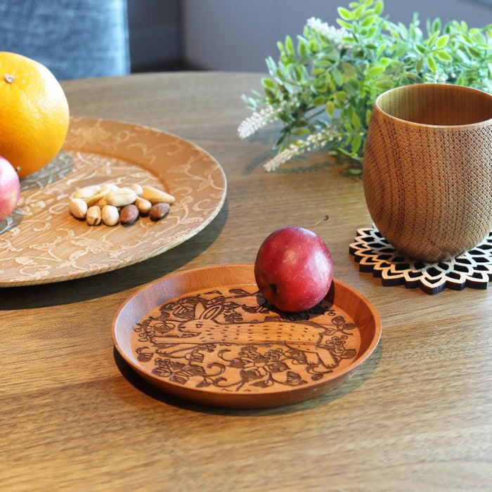 [SMALL DISH] ARABESQUE AND RABBIT | PRINTING AND KYO-YUZEN ENGRAVING| SANSAI STUDIO