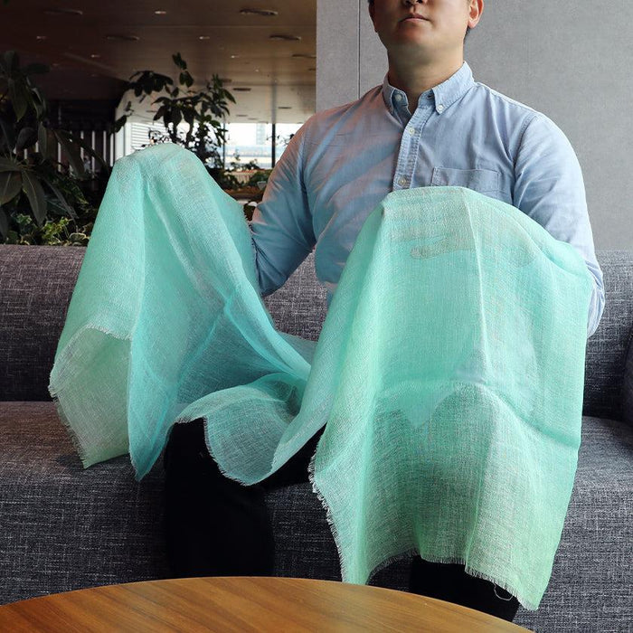 [STOLE] LINEN 190 X 52 MIXED GRADIENT (LIGHT BLUE) | KYO YUZEN DYEING | NOGIGUCHI KIHEI