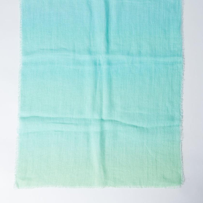 [STOLE] LINEN 190 X 52 MIXED GRADIENT (LIGHT BLUE) | KYO YUZEN DYEING | NOGIGUCHI KIHEI