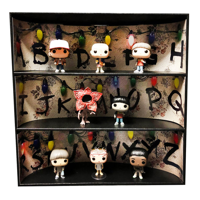 **BACK IN STOCK MAY 13TH** STRANGER THINGS - Display Case for Funko Pops with 3 Backdrop Inserts, Corrugated Cardboard - Display Geek