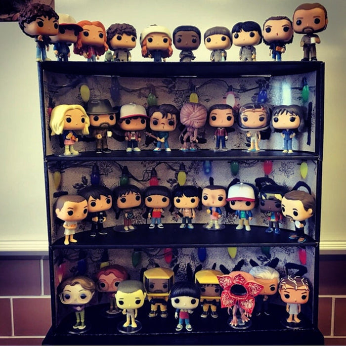 **BACK IN STOCK MAY 13TH** STRANGER THINGS - Display Case for Funko Pops with 3 Backdrop Inserts, Corrugated Cardboard - Display Geek
