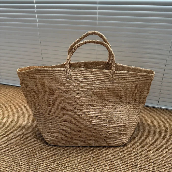 Straw Beach Tote Bag, Large Summer Rattan Woven Bags,Handmade Shoulder Handbags for Women