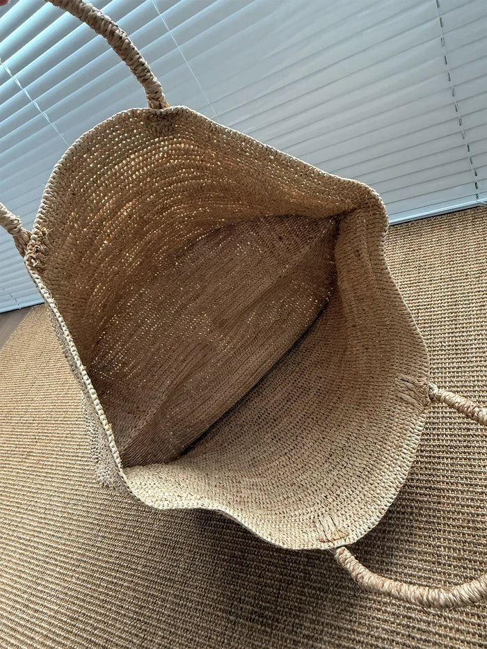 Straw Beach Tote Bag, Large Summer Rattan Woven Bags,Handmade Shoulder Handbags for Women