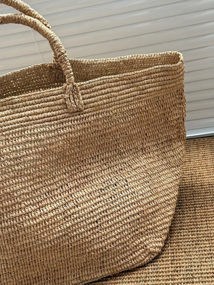 Straw Beach Tote Bag, Large Summer Rattan Woven Bags,Handmade Shoulder Handbags for Women