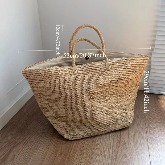 Straw Beach Tote Bag, Large Summer Rattan Woven Bags,Handmade Shoulder Handbags for Women