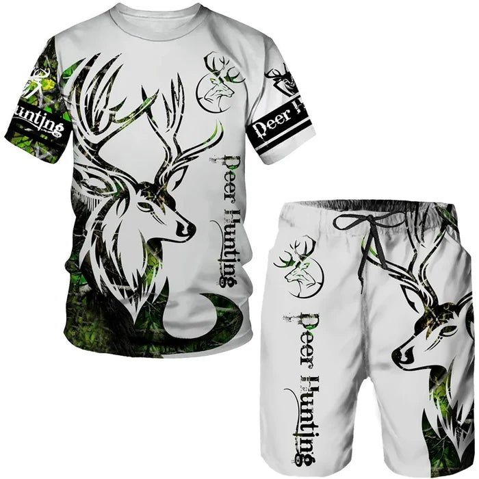Summer men's 3D tiger print men's T-shirt set, casual sportswear, streetwear, sportswear 2-piece set