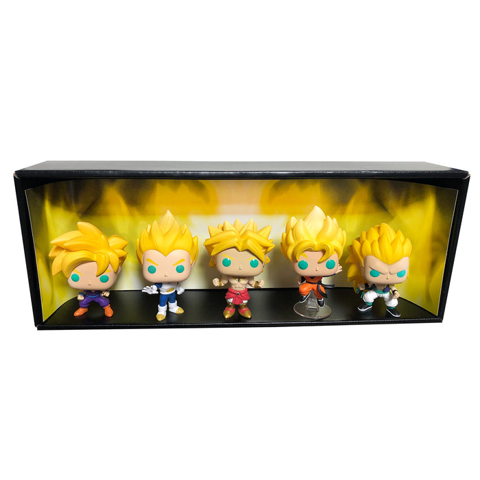 SUPER SAIYAN - Single Row Display Case with Backdrop Insert, Wall Mountable & Stackable Pop Shelf, Corrugated Cardboard