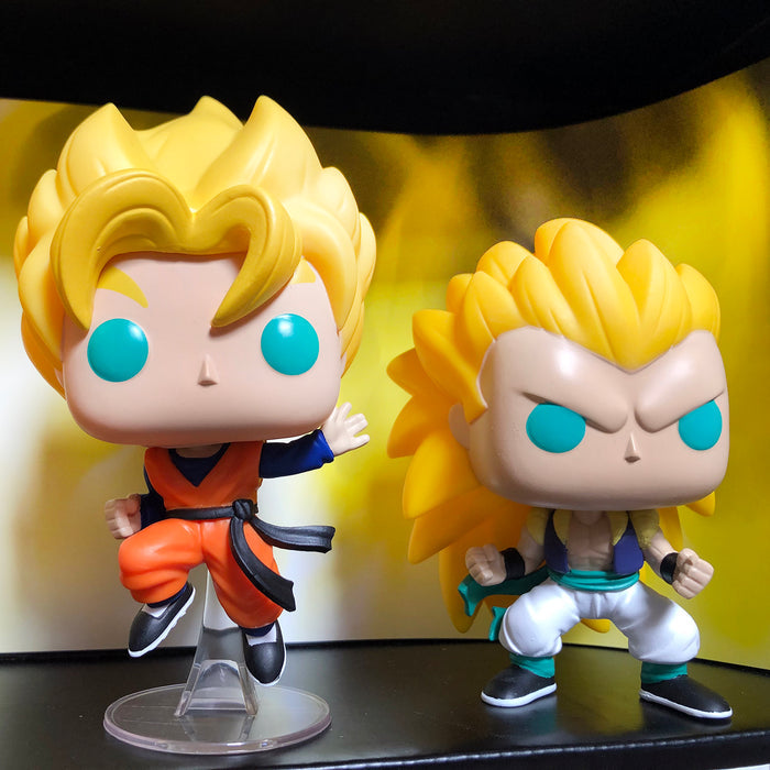 SUPER SAIYAN - Single Row Display Case with Backdrop Insert, Wall Mountable & Stackable Pop Shelf, Corrugated Cardboard