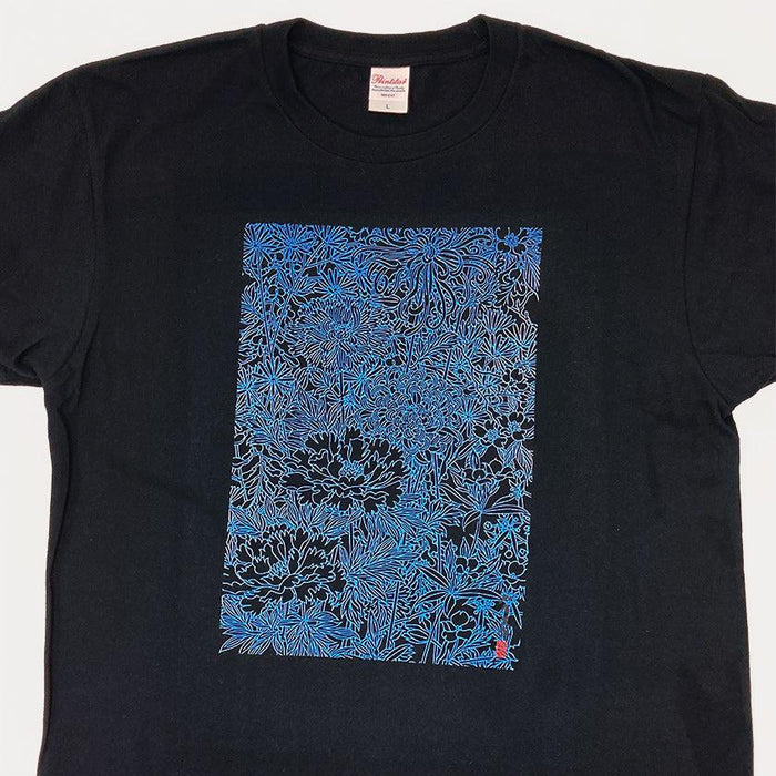 [T-SHIRT] FLOWER BLACK (ONE-SIZE-FITS-ALL) | KAGA YUZEN | J.Flavor * HIROYUKI KIKUTA