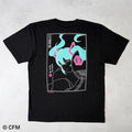 Black graphic t-shirt with Hatsune Miku Japanese art print, back view | Hatsune Koubou
