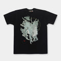 Black graphic t-shirt with kirin mythical creature silk-screen print | Wajin Art T-Shirts, Japan