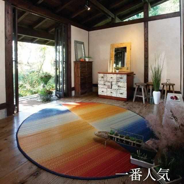 [TATAMI] RUSH RUG DENIM F JOY RED (OVAL: 190 X 210 CM) | IKEHIKO | TATAMI