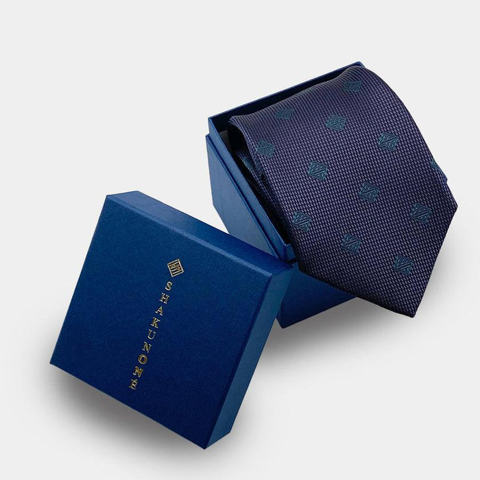 [TIE] ORIGINAL LOGO DEEP BLUE AZURE | JAPANESE SILK | SHAKUNONE (WITH GIFT PAPER BAG)