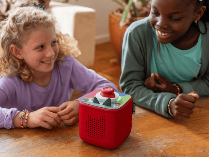 Kids Playing With A Red Toniebox 2 And Mystery Mavericks Toniplay