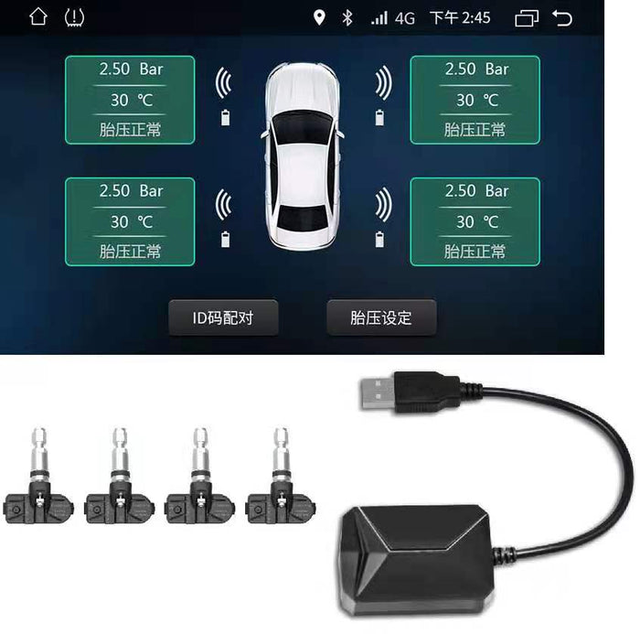 TPMS mx sensor for android and iphone android screens. Mounted on the outside and inside of the tire