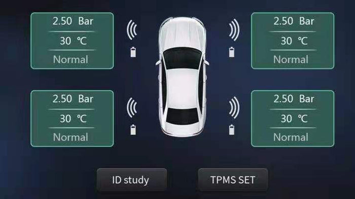 TPMS mx sensor for android and iphone android screens. Mounted on the outside and inside of the tire
