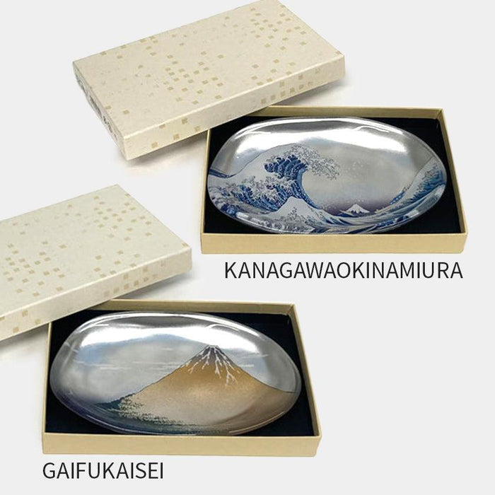 [TRAY] KATSUSHIKA HOKUSAI GLASS (SILVER) | KANAZAWA GOLD LEAF | HAKUICHI