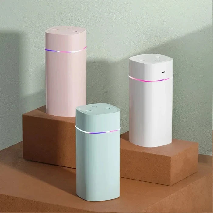 USB Dual Nozzle Humidifier｜600ml/H Large Mist Ultra Quiet Portable Moisturizer for Home Car Desk