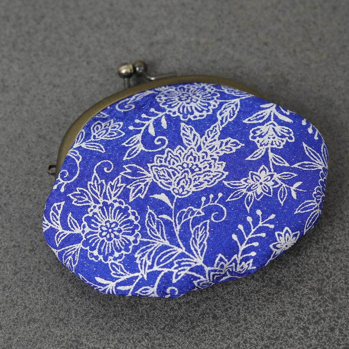 Kyoto Yuzen silk coin purse with blue floral pattern and brass clasp | Kyoto, Morphosphere