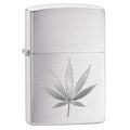 Zippo Chrome Marijuana Leaf Design-Optics Force